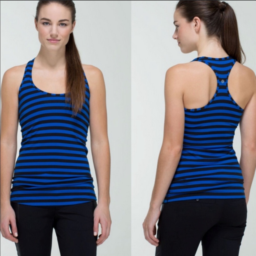 Lululemon Black/blue Striped Racerback Tank - Picture 1 of 6